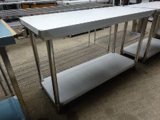Stainless steel prep table with under shelf H:90cm, W:120cm, D:60cm