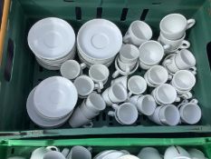 Assorted cups, saucers, milk jugs, sugar bowls etc, approx 140 pieces, some branded