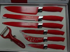 7pc knife set - red