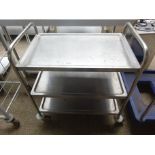 Stainless steel 3 shelf mobile trolley