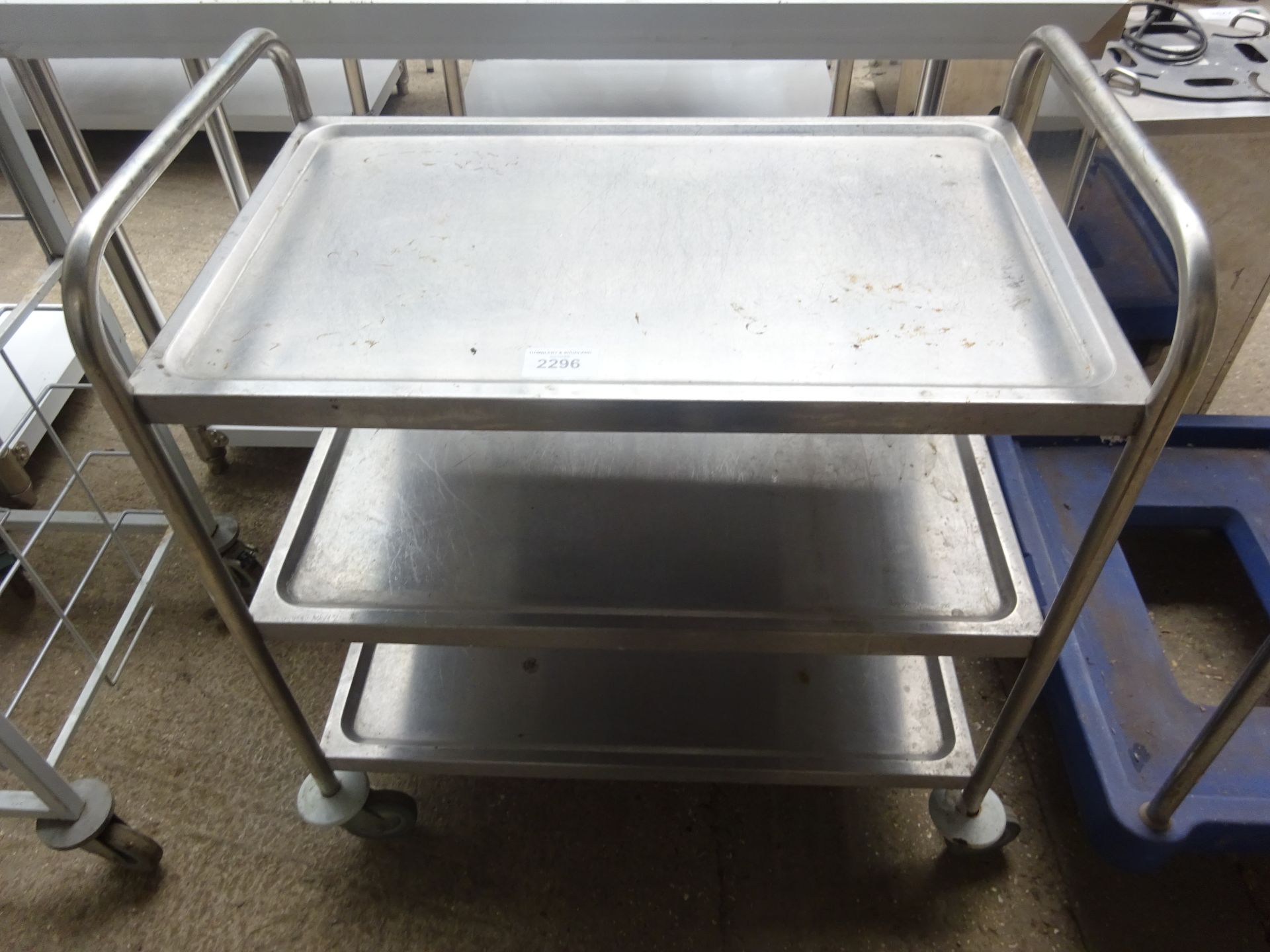 Stainless steel 3 shelf mobile trolley