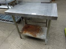 Stainless steel corner prep table H:90cm, W:90cm, D:60cm