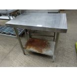 Stainless steel corner prep table H:90cm, W:90cm, D:60cm