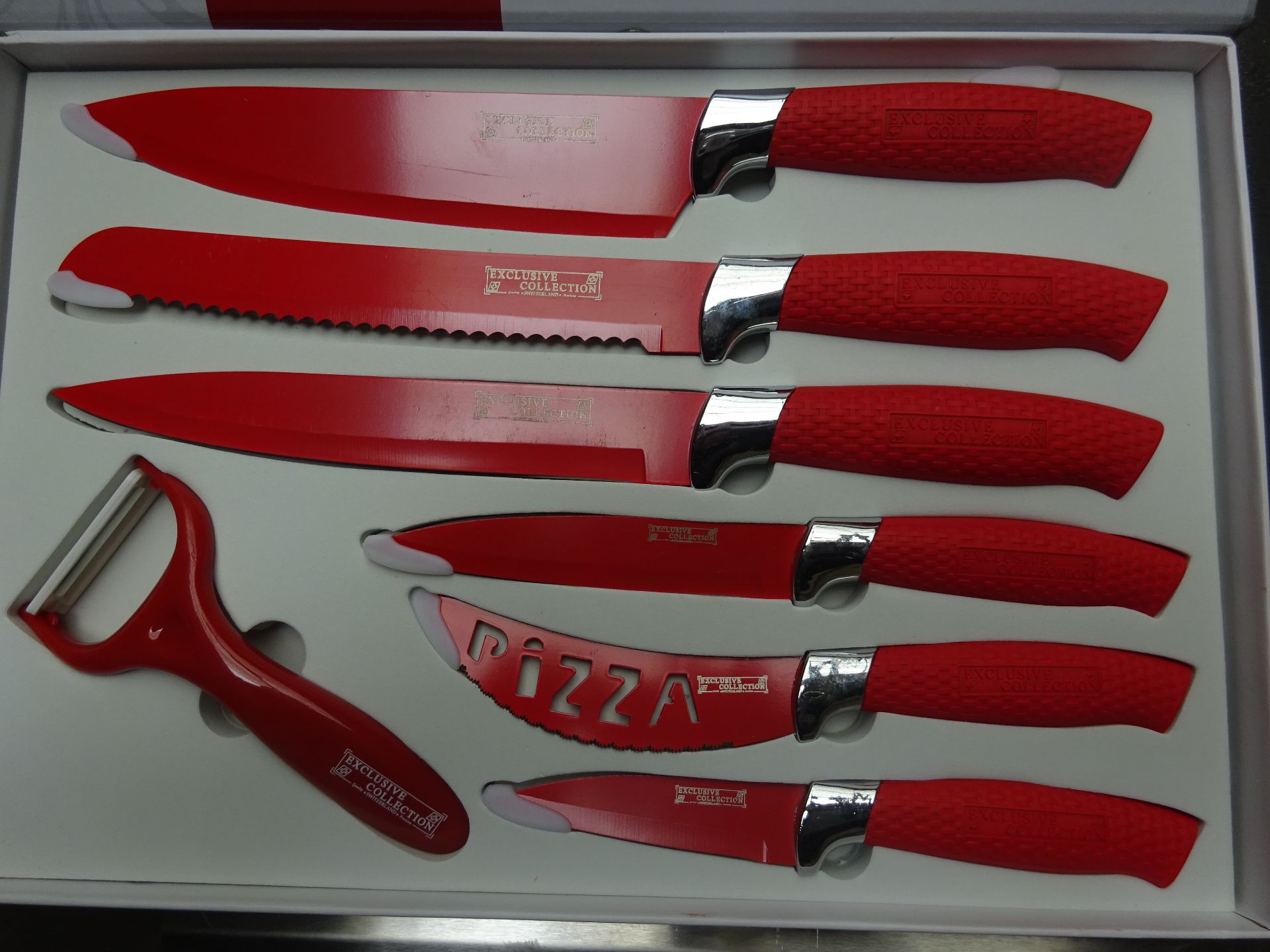 7pc knife set - red