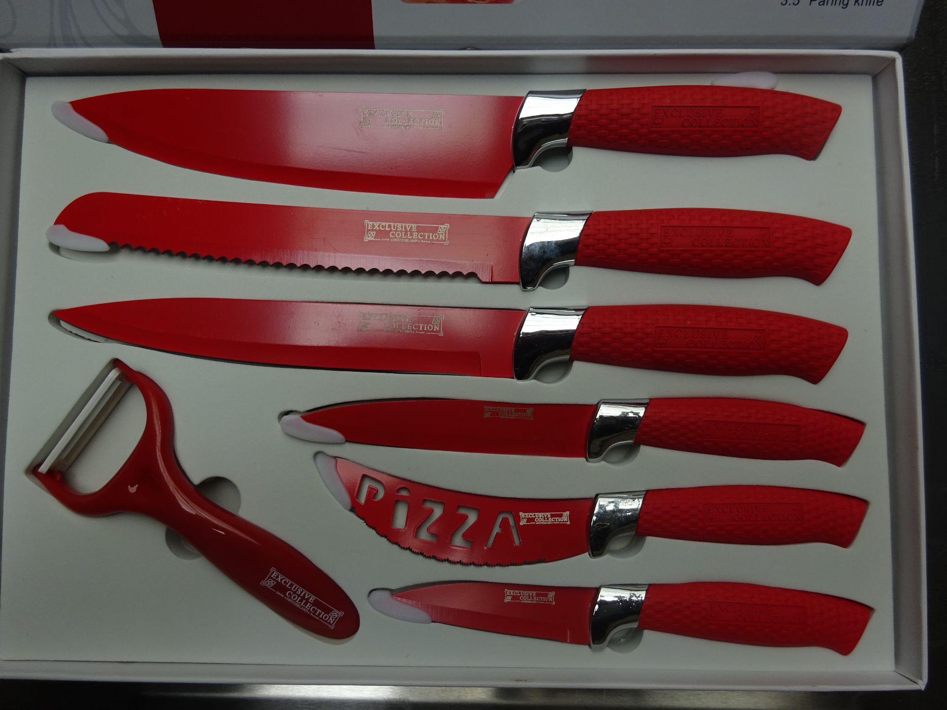 7pc knife set - red
