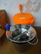 Commercial salad spinner, stainless steel bucket & ricer