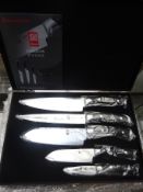 Damascus 5pc knife set in case