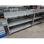 Stainless steel prep table with 2 shelves H:90cm, W:205cm, D:70cm