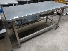 Stainless steel prep table H:85cm, W:150cm, D:60cm