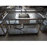 Diaminox centre bowl double drainer sink with taps 150cm