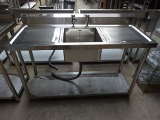 Diaminox centre bowl double drainer sink with taps 150cm