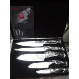 Damascus 5pc knife set in case