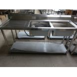 Diaminox left hand drainer with double sink 180cm