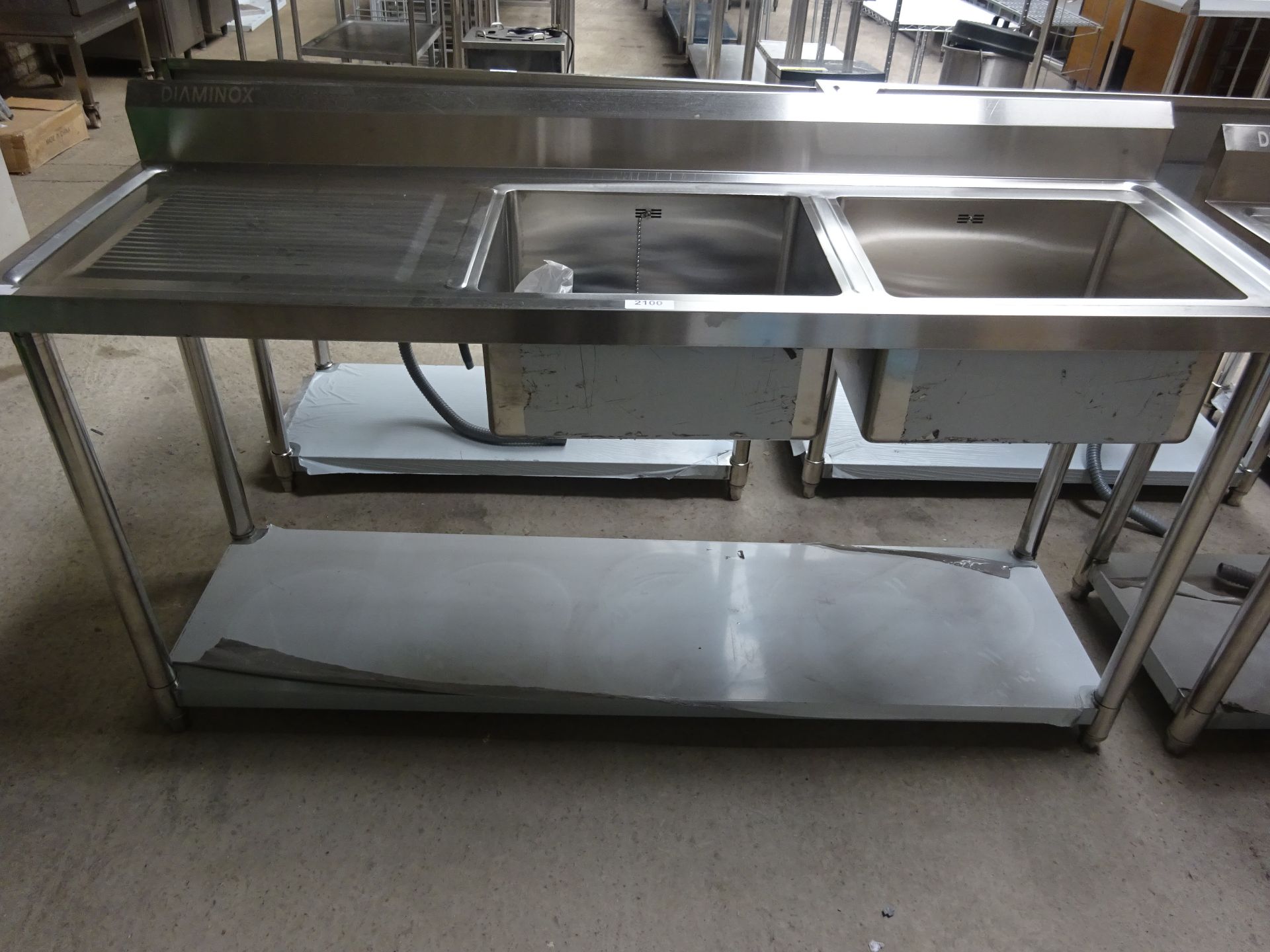 Diaminox left hand drainer with double sink 180cm