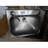 Stainless steel hand sink with taps