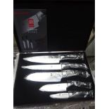 Damascus 5pc knife set in case