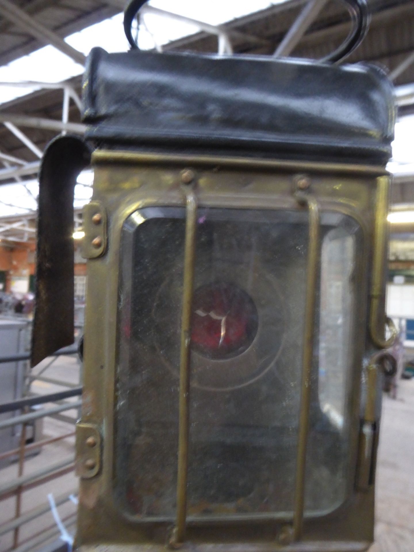 A pair of black/brass carriage lamps, one with cracked lens; pair of wagon side lamps; pair of spurs - Image 5 of 7