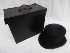 Black top hat by Christys' of London size 7, with hat box