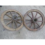 Pair of cart wheels diameter approx. 24 inches