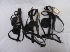 3 webbing/synthetic black pony driving bridles