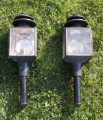 Pair of black carriage lamps