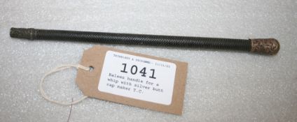 Baleen handle for a whip, with silver butt cap, maker T.C.