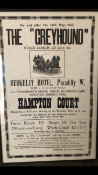 An original 1932 poster advertising route and timetable of The 'Greyhound' Stage Coach, unframed