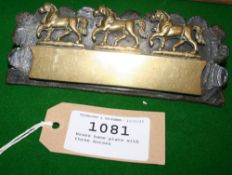 Brass hame plate with three horses