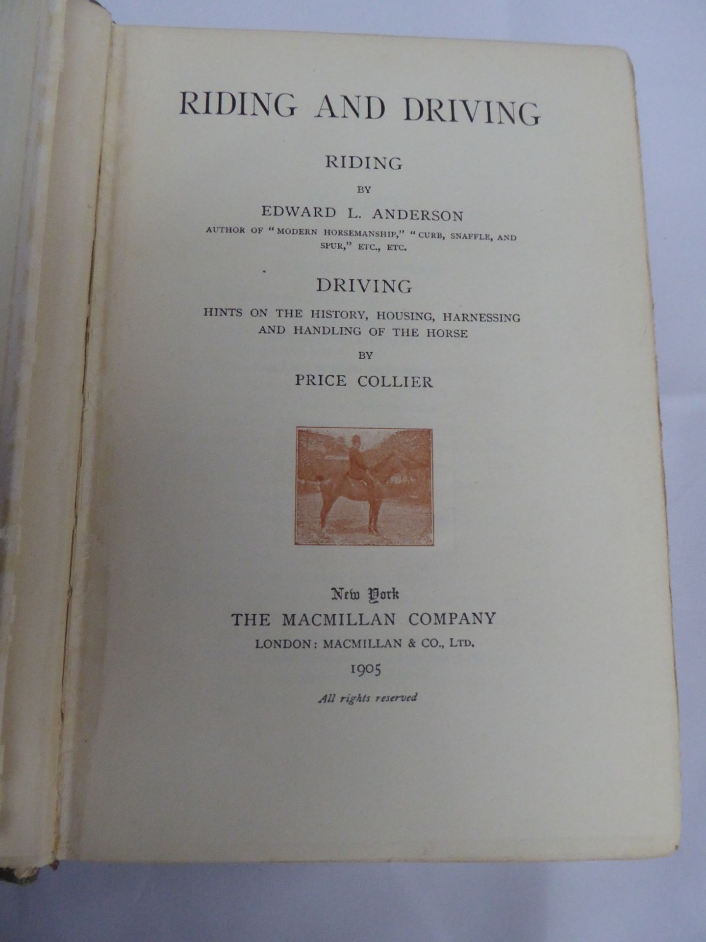 Riding & Driving by Edward L Anderson and P. Collier respectively, 1905 New York. - Image 2 of 2