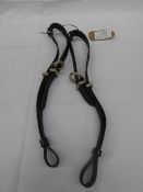 Pair of black cob size biothane breeching straps with horseshoe buckles - carries VAT