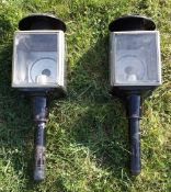 Pair of black carriage lamps