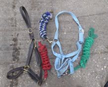 2 x headcollar and lead ropes and another rope