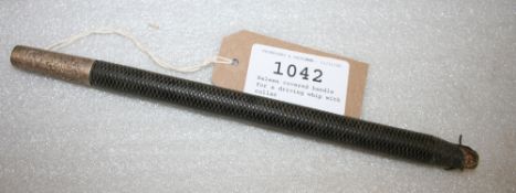 Baleen covered handle for a driving whip, with collar