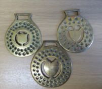 1 heart centre cast brass and 2 stamped with shield centres