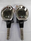 Pair of whitemetal carriage lamps with horseshoe front;