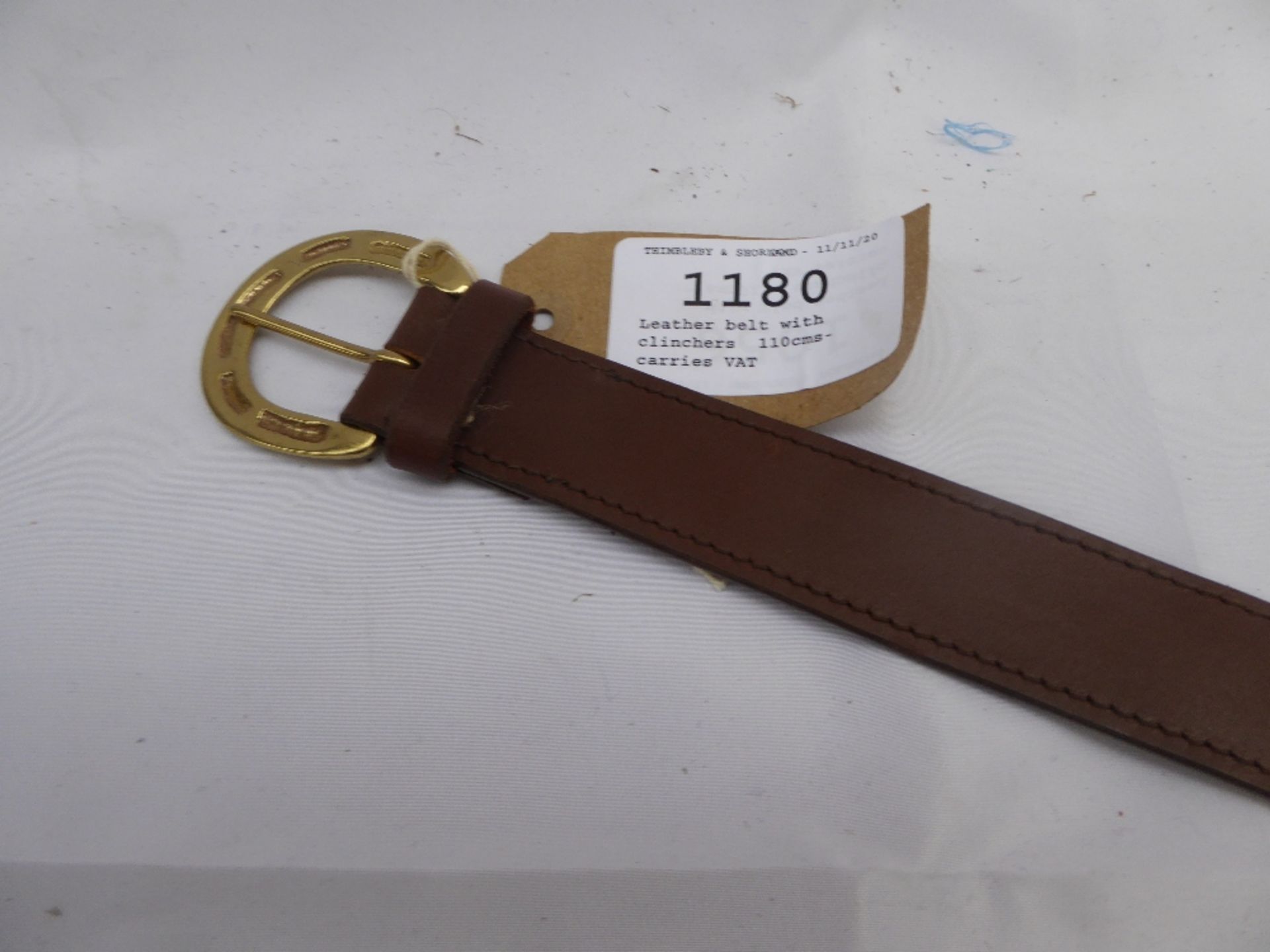 Leather belt with clinchers, 110cms- carries VAT