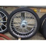 Pair of wire wheels and tyres, 18ins - carries VAT