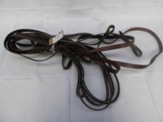 Set of English brown leather horse pair reins for a cob/full size; never used - carries VAT