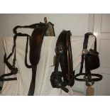 Set of brown leather/brass harness to fit a 14.2hh pony