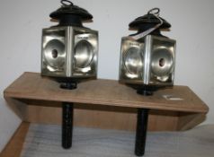 Pair of square fronted carriage lamps