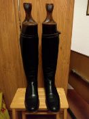 Pair of black hunting boots with trees by Maxwell of London