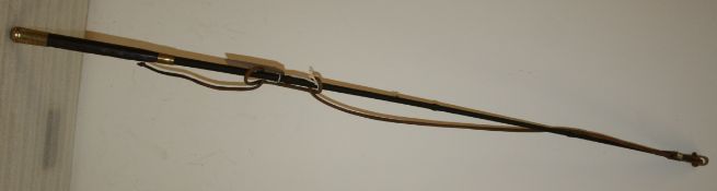 Dealer's whip, the brass butt engraved Crawley & Son, Peterborough, warranted steel lined