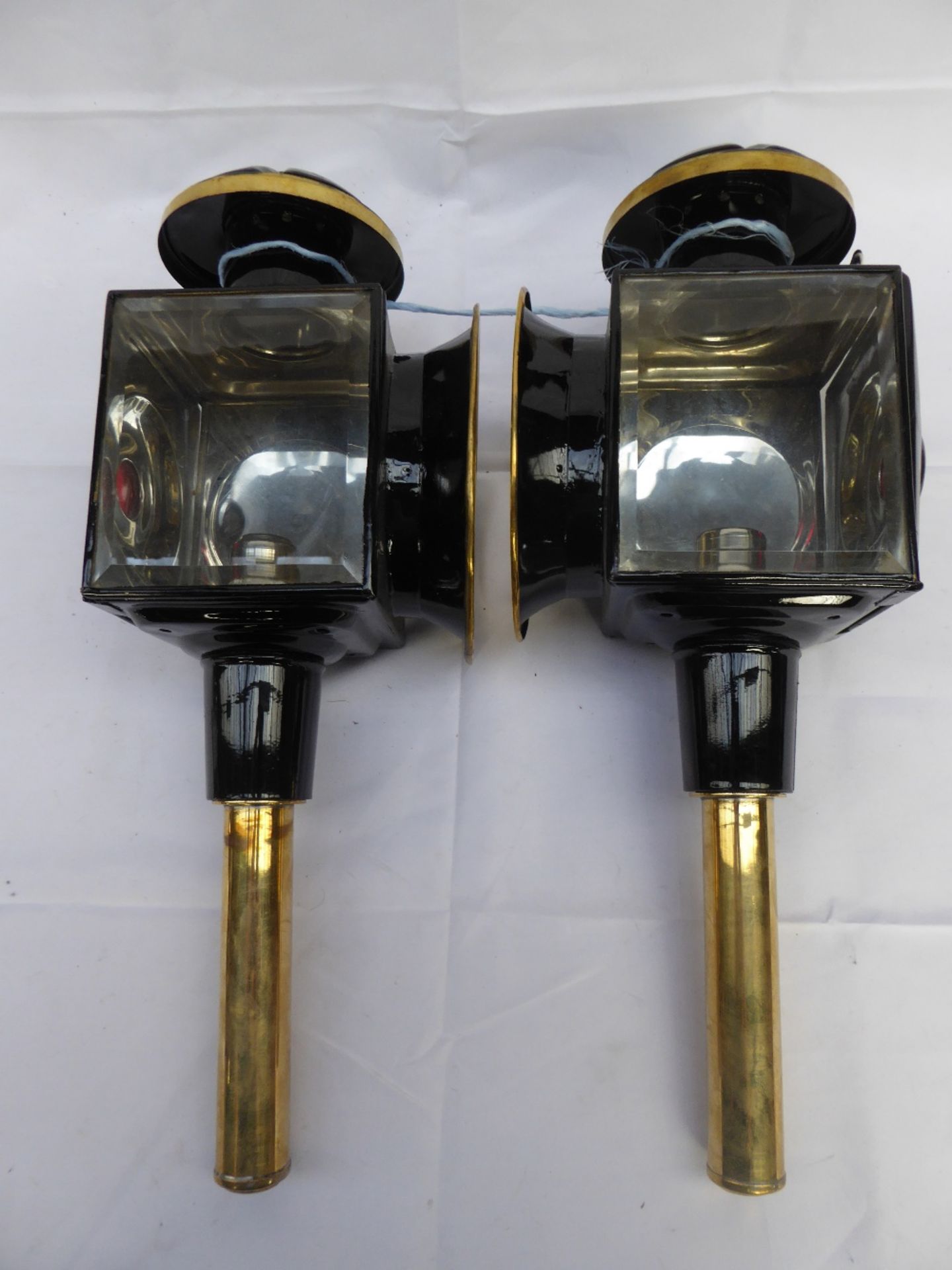 Pair of brass carriage lamps with oval fronts; in very good condition - carries VAT - Image 2 of 2