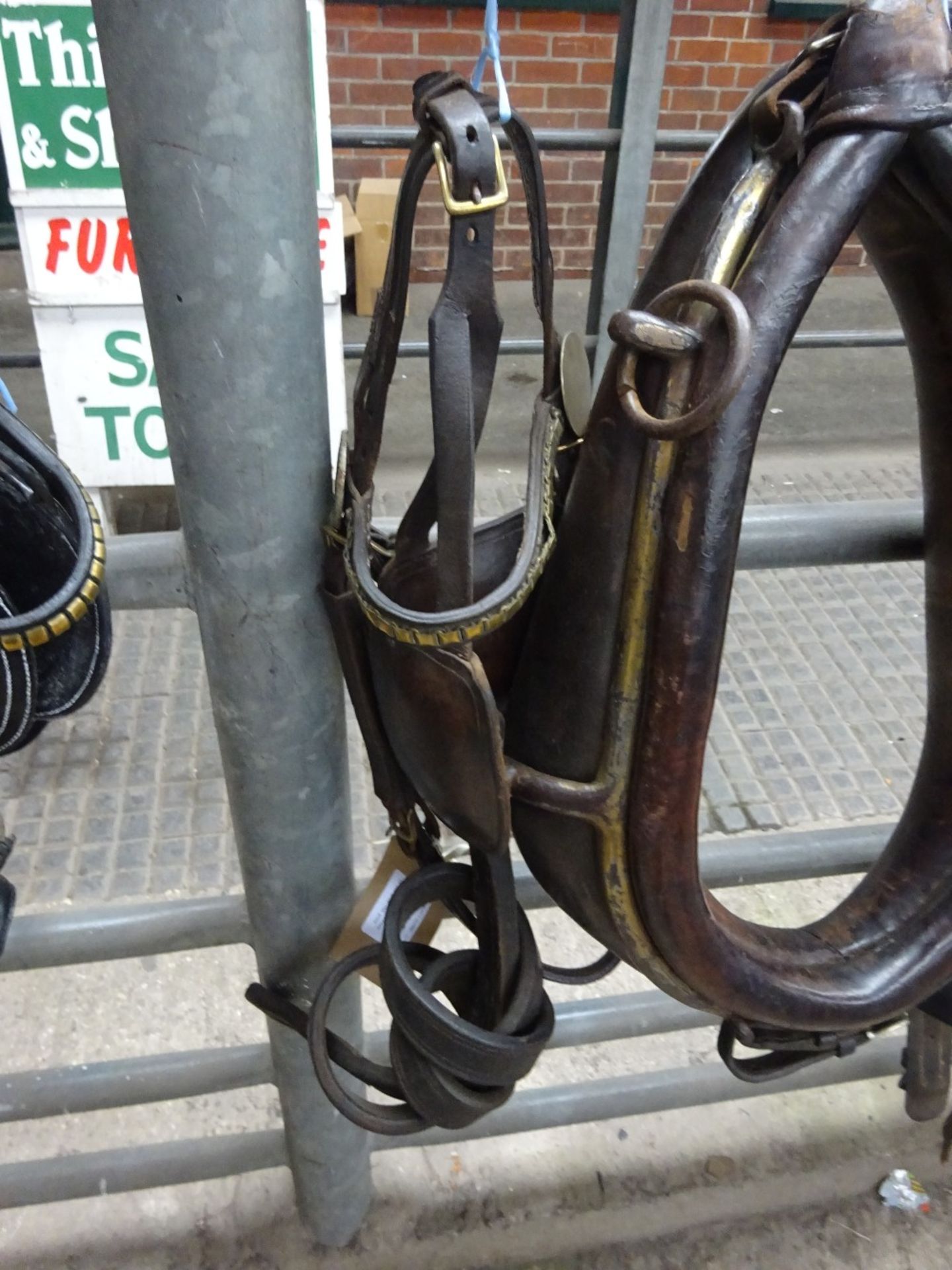 Set of brown leather/brass harness to fit a 14.2hh pony - Image 2 of 4