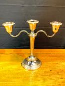 Large 3 armed sterling silver candelabra stabilised base