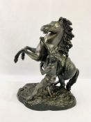 Large 19th Century French painted spelter Marley horse & groom figure