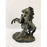 Large 19th Century French painted spelter Marley horse & groom figure