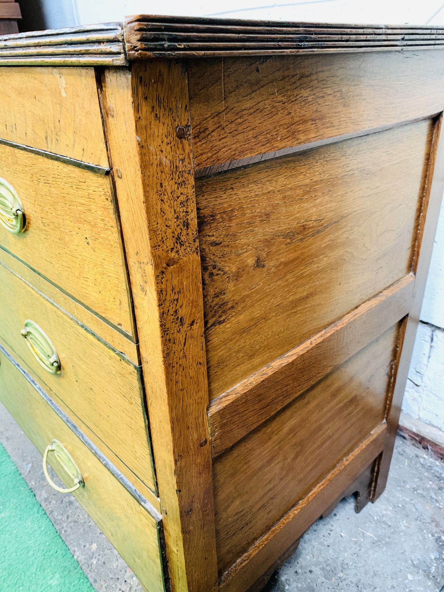 Oak former chest of 2 over 2 drawers converted to a cabinet with lifting lid - Bild 4 aus 5