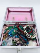 Container of semi precious stone jewellery etc