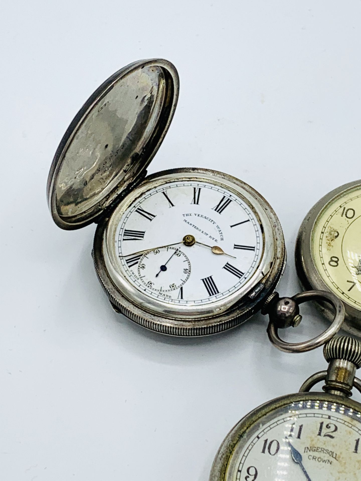 Silver case pocket watch marked The Veracity Watch, Masters Ltd., Rye; and 3 other pocket watches - Image 3 of 6